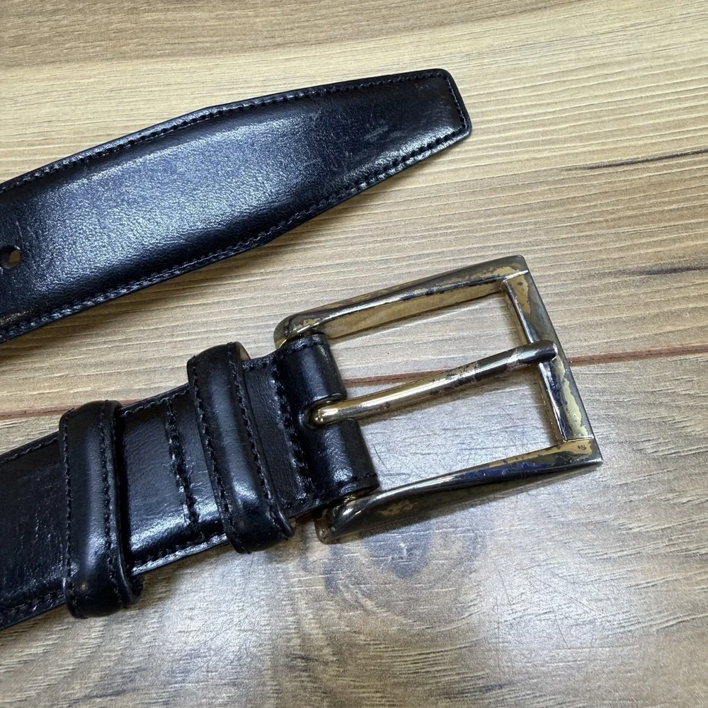 TRAFALGAR Easton Belt Mens‎ 38/95 Black Leather Handpolished Cortina Leather
